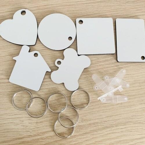 30 Pcs/Set Sublimation Blank Keychains Thermal Transfer Key Chain Double-Side Printed MDF Keyrings with Split Rings