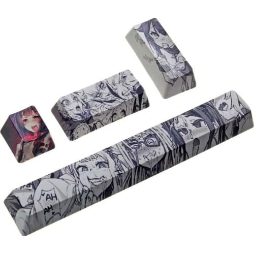 4Pcs Japanese Anime PBT Space Keycaps Ahegao Keycaps 6.25U ESC Spacebar Caps For Mechanical Keyboard Switches Keycaps M12 21