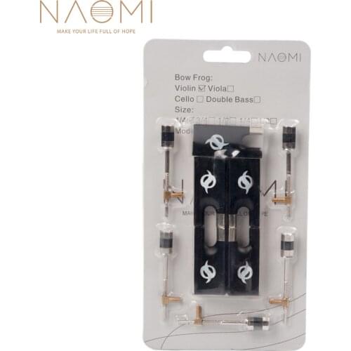 NAOMI 5 Sets 4/4 Violin Bow Frog Bow Accessories Ebony Frog w/ Screw & Eyelet Replacement For 4/4 Violin Fiddle