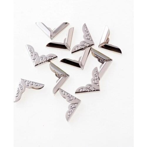 50PCs Silver Tone Book Scrapbooking Albums Menus Folders Corner Protectors (Fits 3mm thick) 14.5X14.5mm F1197