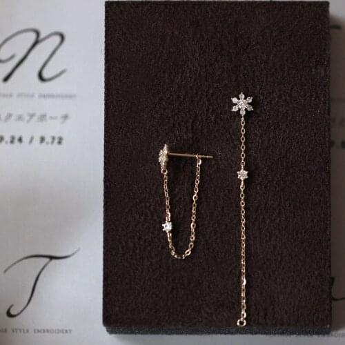 925 Sterling Silver Plated 14K Gold Shiny Zircon Tassel Flower Vintage Luxury Line Studs Earrings Jewelry for Women Gift New