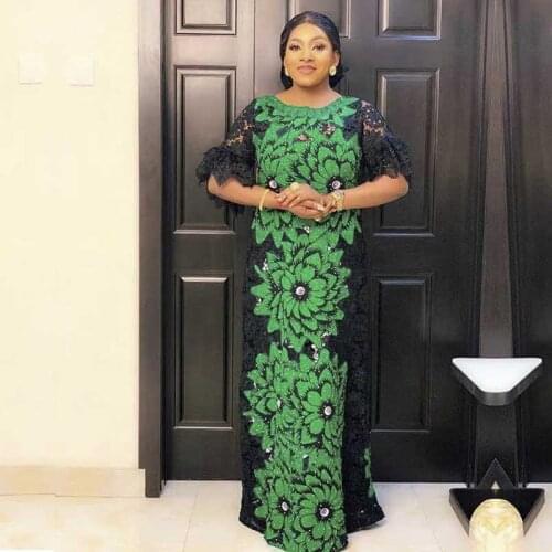 African Dress Styles For Women Lace New African Loose Embroidery Long Maxi Dress Dashiki Abaya African Clothes Islam Clothing