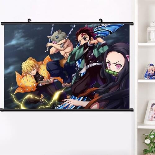 Anime Demon Slayer: Kimetsu no Yaiba Agatsuma Zenitsu Wall Scroll Poster Manga Wall Hanging Poster Home Decoration Gift 40*60cm