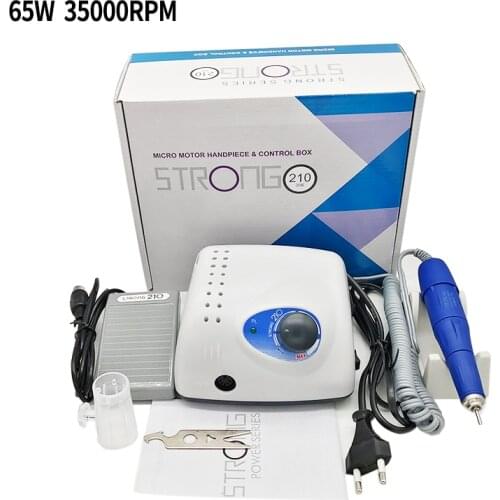 Strong 210 65W 35000RPM Electric Nail Drill Machine 105L 102L 2.35mm Model Manicure Pedicure Nail File Bit Nail Art Equipment