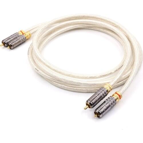 Free shipping Signature Silver Platedr Interconnect Cable with Gold Plated RCA plugs Audio Cable