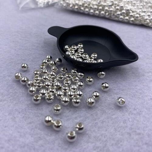 Genunie 925 silver Beads DIY acessories for bracelet necklace anklet earrings fine jewelry Findings High luster silver bead