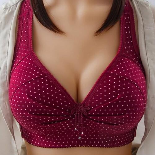 Women Back Buckle Cotton Bra Wire Free Plus Size Underwear Widened Shoulder Straps Brasieres Comfort Black Breast Cover Female