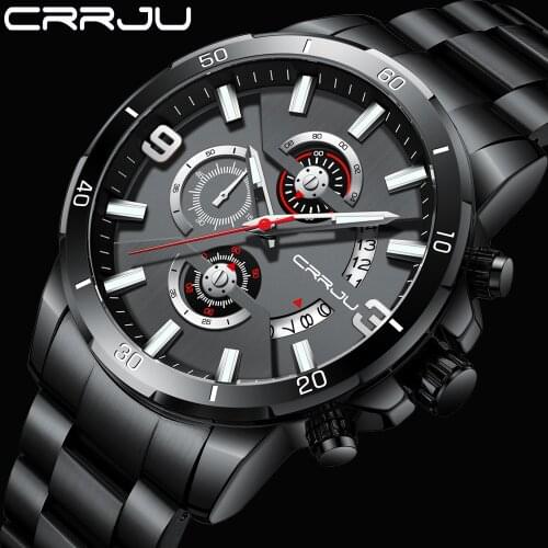 CRRJU Wrist Watches for Men Top Brand Luxury Automatic Watch Sport Stainless Steel Waterproof Watch Men relogio masculino