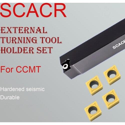 SCACR1616H09 SCACR2020K09 SCACR2525M09 CNC External Turning Tool Holder Lathe Boring Bar Cutting 10 PCS CCMT09 Carbide Insert