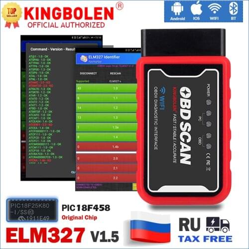 ELM327 V1.5 PIC18F25K80 Chip Wifi/BT OBD2 Code Reader V1.5 WIFI ELM327 OBDII Diagnostic Tool for Android/IOS Phone PK ICAR 2