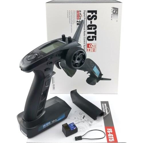 FlySky FS-GT5 2.4G 6CH RC Transmitter Remote Controller with FS-BS6 Receiver for RC Car Crawler Boat Vehicle RC Model Car Parts