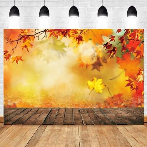 Yeele Autumn Scene Backdrop Wood Board Glitter Shine Maple Photocall Photography Portrait Photographic Background Photo Studio