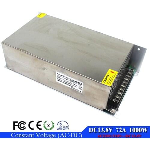 DC Power Supply 13.8V 72.5A 1000w Led Driver Transformer 110V 220V AC to DC13.8V Power Adapter for strip lamp CNC CCTV Machine