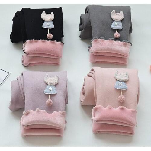 Girls leggings with thin wool cloth with soft spring autumn winter velvet baby cotton trousers