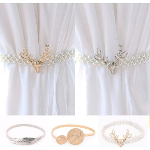 Metal Curtain Clip Tieback Buckle Clips Curtain Holders Golden Silver Color Leaves Bow Elk Buckle Tie Back Curtain Accessories