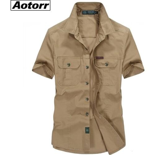 Summer Mens Slim Fit Dress Shirt Short-sleeve Dress Cotton Shirts Army Casual Turn Down Neck Male Masculina Business Tops 5XL