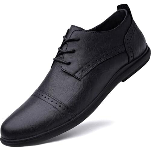 Mens Wedding Oxford Shoes Brown Genuine Leather Brogue Mens Dress Shoes Slip On Business Formal Shoes For Men