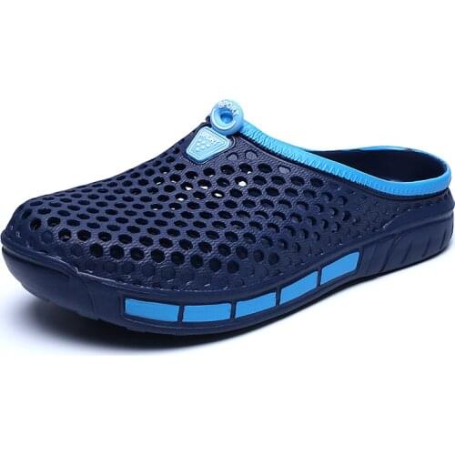 Men Soft bottom Shoes Crocks Summer Hole Shoes Crok Rubber Clogs EVA Garden Shoes Black Crocse Beach Flat Slipper Wading shoes