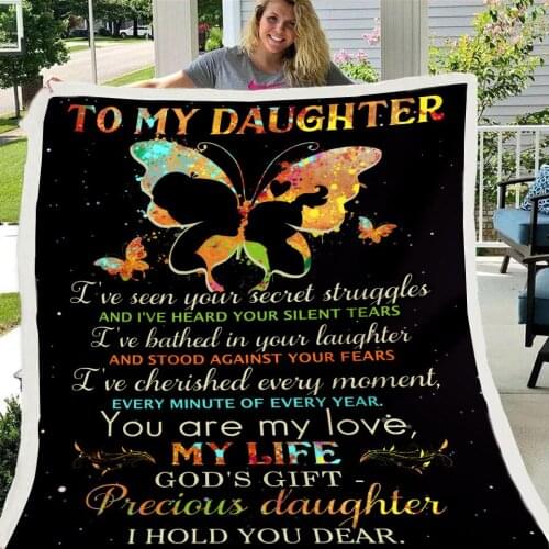 Digital Printing Cartoon Lamb Flannel To My Daughter Wife Son Dad Letter Blanket On Bed soft Couch Nap Throw Blanket Home Textil