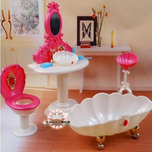Genuine fashionista for princess barbie bathroom 1/6 bjd doll bathtub plastic house furniture accessories set toy