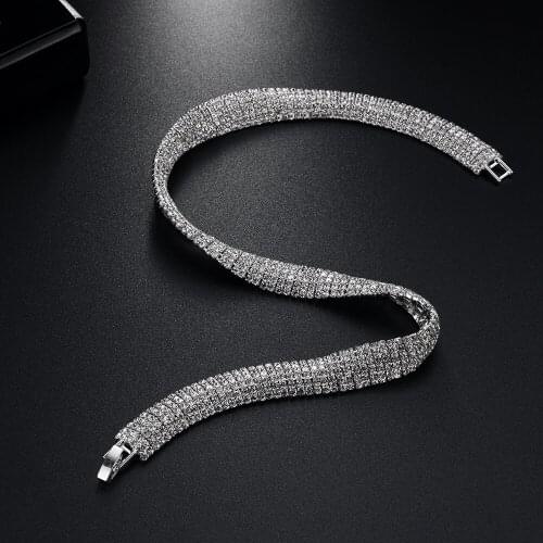 H093513Necklace, Clavicle Chain, Wedding Party Accessories, Shiny Rhinestones, White Wild, Simple And Fashionable Ladies Jewelry