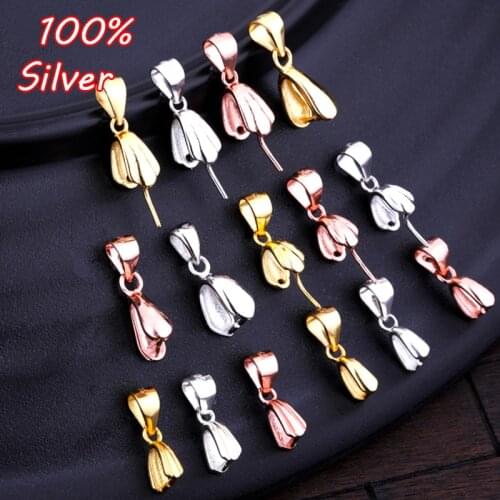 925 Sterling Silver Color 3 Colors Buckle Pendant Clasps Hook Bail Clip Jewelry Charm Pendant Connectors for DIY Jewelry Making
