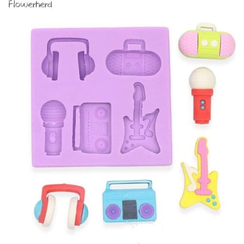 Radio Microphone Guitar Chocolate Mold Resin Mold Baking Accessories Food Grade Fondant Cake Silicone Molds Chocolate Mold