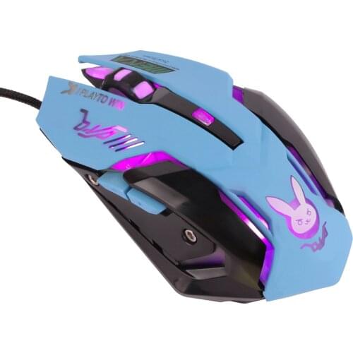 USB Wired Gaming Mouse 6 Buttons 2400DPI Adjustable Ergonomic Mice Breathing Light Mute Optical Computer Mouse for PC Laptop