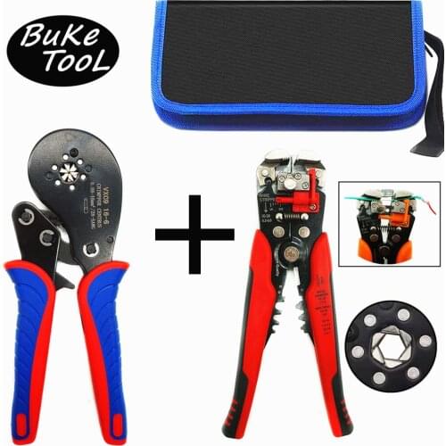 Hand Tool for Electrical Self-Adjustable Ratchet Plier With 0.08-16mmTubular Terminal Crimping Tools With1200pcs/Box Terminals