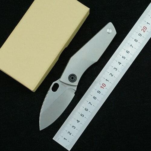 Clearance price SJ75 folding knife D2 blade TC4 titanium +CF handle outdoor camping survival kitchen fruit knife EDC tool
