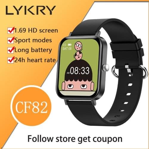 LYKRY CF82 Smart Watch Men Women 1.69inch Screen Long Standby Heart Rate Multi-sport Mode Fitness Watches For xiaomi Android ios