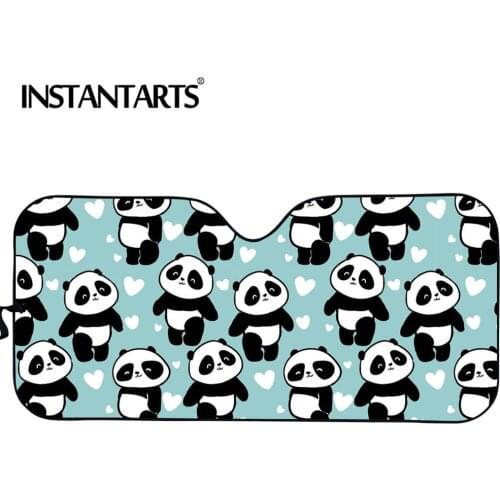 INSTANTARTS Lovely Animal Panda Design Front Windshield Sunshade Heat Reflector Car Shades for Front Windows Windshield Sun Shad
