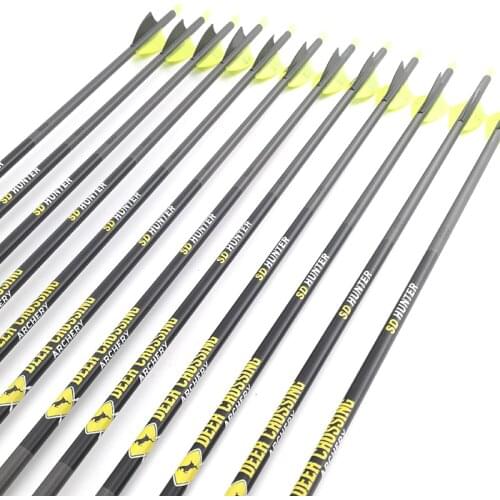 Archery Spine 500-1000 ID4.2mm 30'' Pure Carbon Arrow Shafts Compound Recurve Bow Longbow Hunting Shooting 12PCS