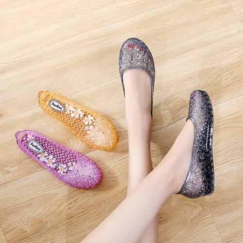 Breathable Loafers Sandals Women Transparent Jelly Shoes 2021 Mujer Summer Comfort Sneakers Woman Shallow Wedges Sandals Size 9