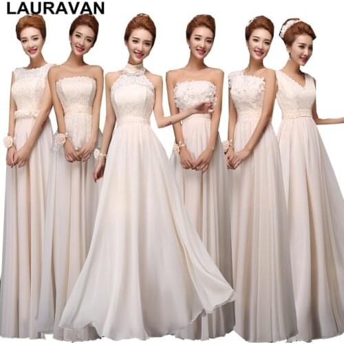 Champagne colored women bridesmaids dresses bridesmaid one shoulder chiffon long gowns v neck wrap dress for guests gown