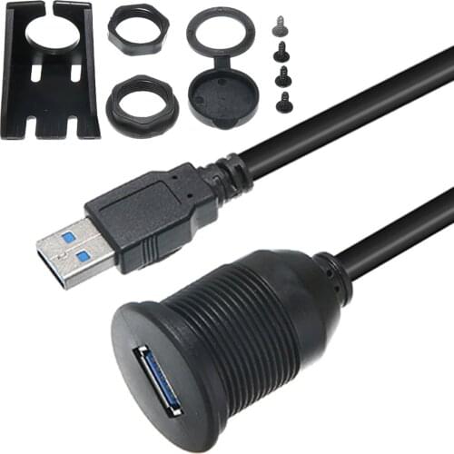 1M Waterproof Extend Wire Extender USB 3.0 Extension Cable Dual/Single For Car Motorbike Dash Panel Flush Mount Cables