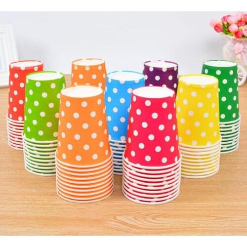 10pcs Boy Girl Baby Happy Birthday Party Decoration Red Yellow Green Orange Blue Dot Kids Supplies Favors Driking Paper Cup