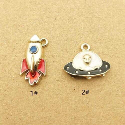 10pcs enamel spaceship rocket charm for jewelry making and crafting fashion earring pendant bracelet necklace charm