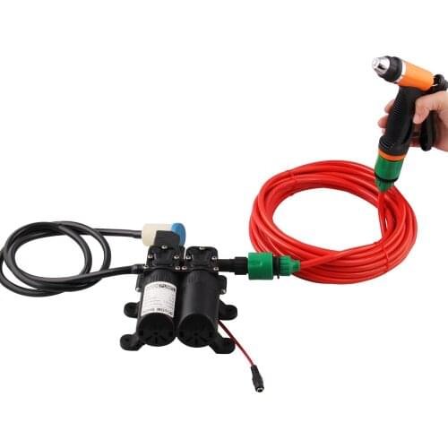 12V Car Wash Pump High Pressure Electric Car Washer Wear Resistant Electric Car Wash Gun with Dual Pumps for Car Beauty