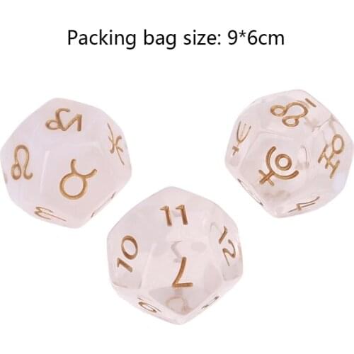 3Pcs/Set 12-Sided Two-color Bleached Astrological Dices Table Board Role Playing Game for Divination Props Accessories