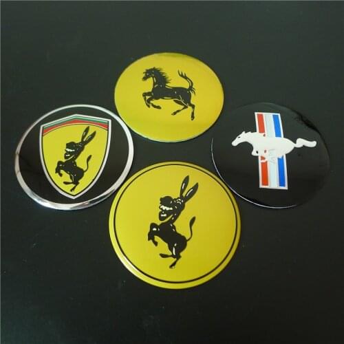 4pcs 65mm Horse Donkey Mustang Sticker Emblem Logo Badge for Wheel Center Caps Hub Cambered Surface