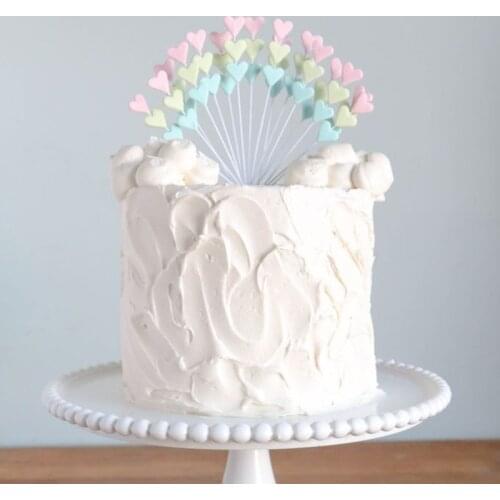 5pcs/10pcs Candy Color Heart Cake Decoration Cake Toppers Kids Birthday Party Boy Girl Baby Shower Wedding Decor