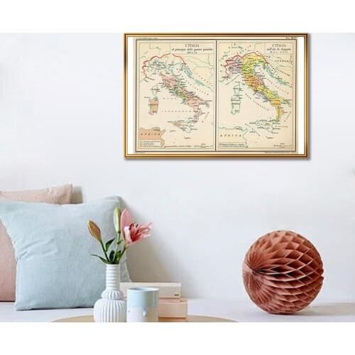 59*42 cm The Retro Italy Map In Italian Wall Art Poster Vintage Canvas Painting Travel School Supplies Home Decoration
