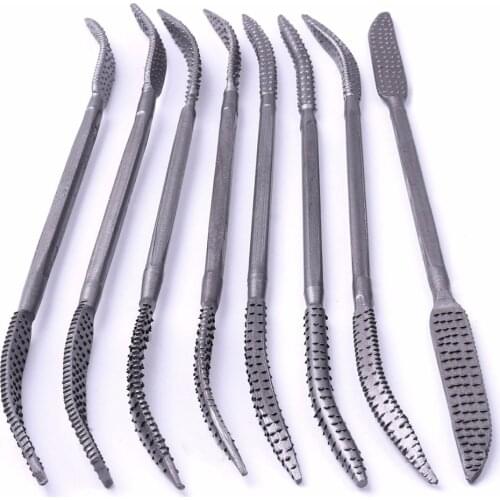 8PCS Coarse Riffler Files 190mm Cutting Repair Tool Carbon Steel Double End Curved Hand File For Wood Filing&Cutting Tool
