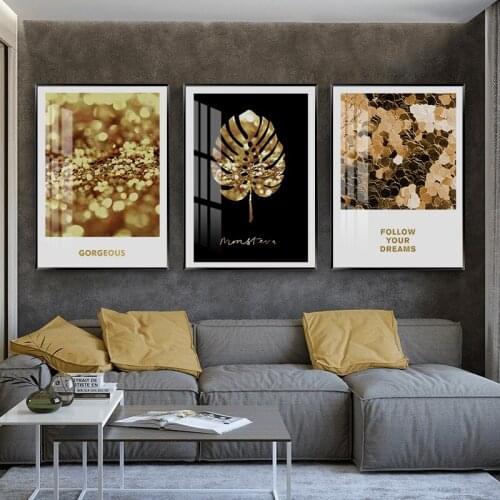 Abstract Canvas Painting Golden Leaf Vase key Sax Follow Your Dream Art Picture For Hotel Room Decor Birthday Gift Wall Prints