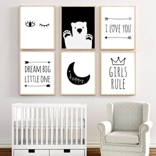 Dream Big Little One Quotes Nursery Wall Art Print Minimalist Canvas Painting Decorative Picture Nordic Girl Bedroom Decoration