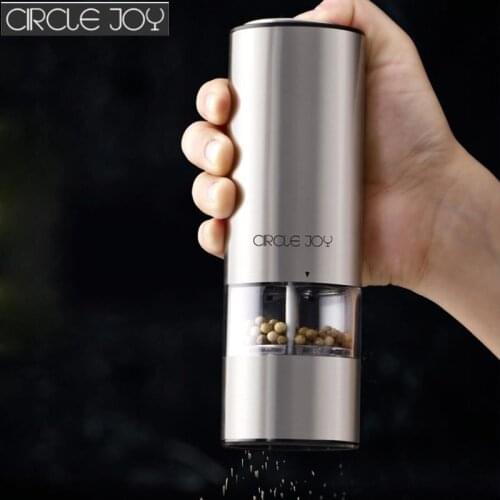 Circle Joy Electric Automatic Mill Pepper and Salt Grinder LED Light 5 Modes Peper Spice Grain Porcelain Grinding Core Mill Kitc