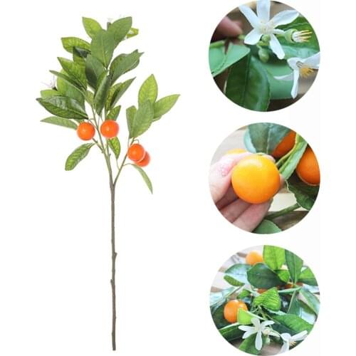 Artificial Orange Leaf Branches Simulation Plants Branches For Christmas Natural Realistic Home Garden Green Decoration