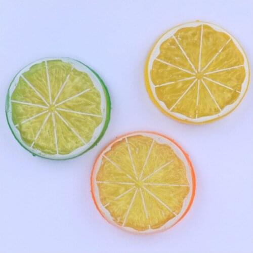 Julie Wang 6PCS 52mm Resin Lemon Slice Charms No Nail Orange Artificial Fruit Mixed Colors Jewelry Making Accessory Decor