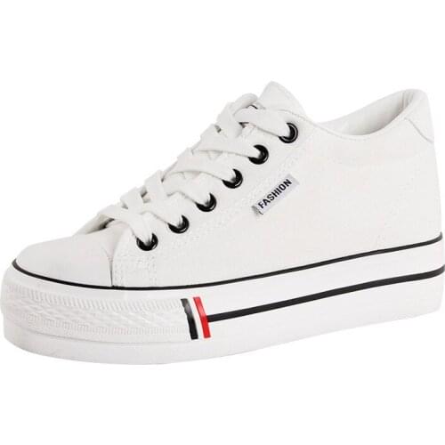 Wedge Heel Sneaker New 2019 Quality Womens Shoes Breathable Canvas Shoes Women Casual Platform Shoe Thick Sole Zapatillas Mujer